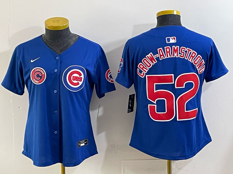 Women Chicago Cubs #52 Crow Armstrong Blue Nike MLB 2025 Jersey 008
